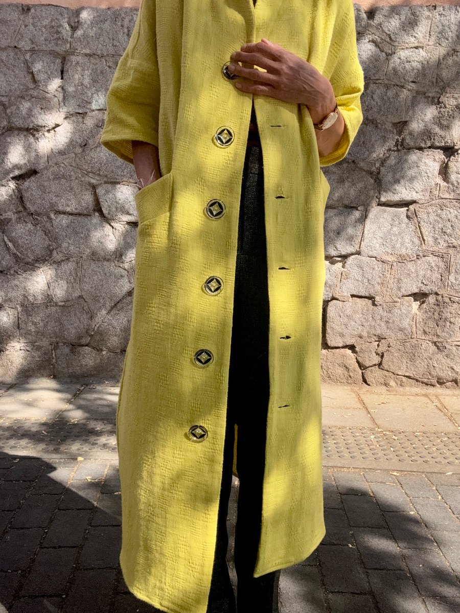 LEMON YELLOW COAT KAFTAN | MONDINO
